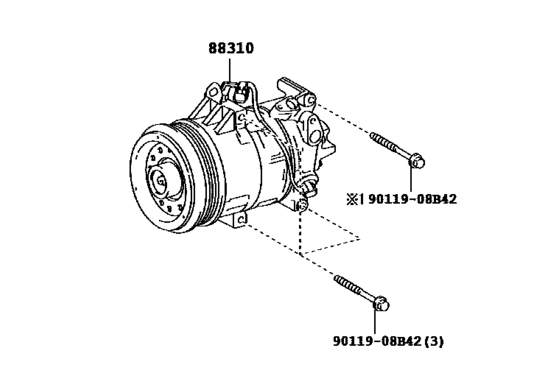 Compressor Assembly with WP88310-52590, 8831052590      BELTA     VITZ     YARIS/ ECHO/ VIOS/ LIMO