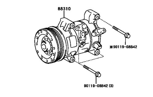 Compressor Assembly with W P88310-2B691, 883102B691;   51201-60100,5120160100   ISIS   PREMIO/ ALLION     WISH