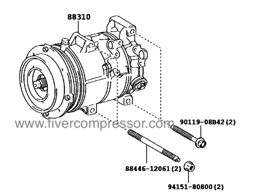 Toyota AC Compressor Assy 88310-28640, 8831028640      ISIS     NOAH/ VOXY/ ESQUIRE