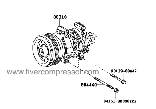 Compressor Assembly with WP88310-1A750, 883101A750; 88310-1A751, 883101A751COROLLA 