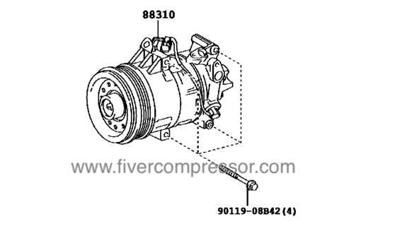 Toyota AC Compressor Assy88310-0D300, 883100D300 YARIS/ ECHO/ VIOS/ LIMO
