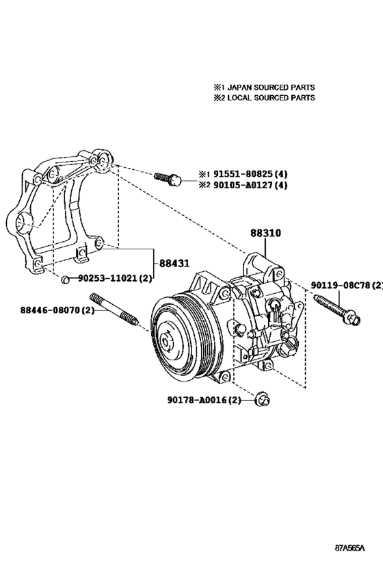 Auto AC Compressor Assy 88310-0R011, 883100R011; 88310-0R014, 883100R014RAV4/VANGUARD 