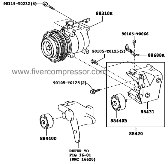 oyota AC Compressor Assy 88310-0K230, 883100K230;88310-0K232, 883100K232 FORTUNER