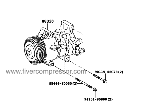 Compressor Assembly with WP 88310-12A70, 8831012A70 AURIS/ COROLLA