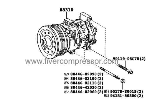 Toyota AC Compressor Assy 88310-02750, 8831002750; 88310-02751, 8831002751COROLLA ALTIS