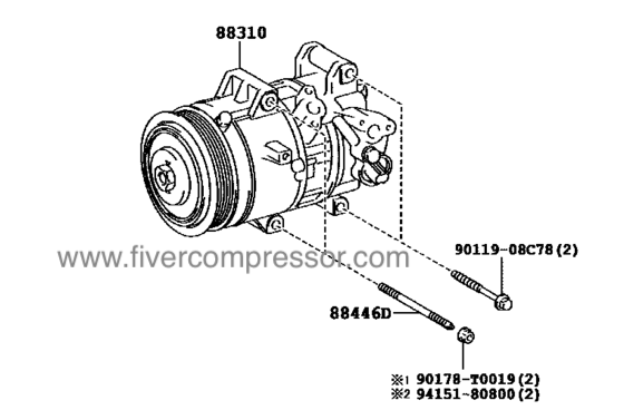Auto AC Compressor Assy 88310-02A10, 8831002A10; 88310-02A12, 8831002A12 COROLLA ALTIS