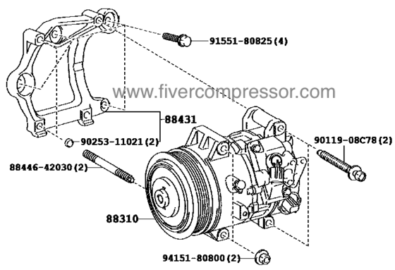 Auto AC Compressor Assy88310-06441, 8831006441;88310-42334,8831042334 CAMRY/ VISTA/ AURION