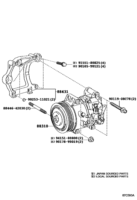Toyota AC Compressor Assy 88310-06501 8831006501 CAMRY  VISTA  AURION