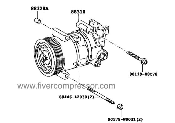 Compresseur de climatisation pour véhicule 88310-0F050, 883100F050;88310-0F051, 883100F051AURIS/ COROLLA AVENSIS VERSOAURIS/ COROLLA  WWE185   2015-2018  AVENSIS  WWT270   2015-2018 WWT271  2015-2018