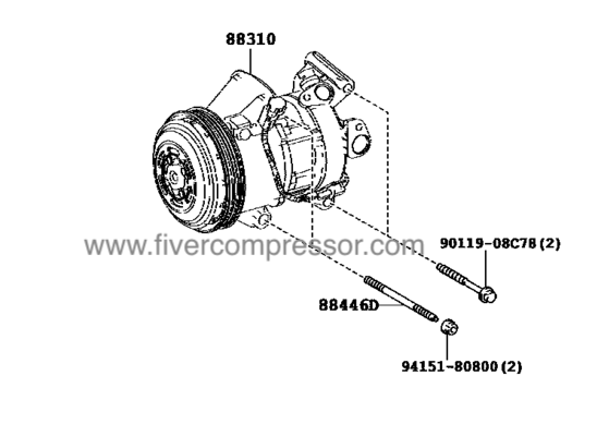 A/C Compressor 88310-02A30, 8831002A30 COROLLA ALTIS  NZE170   2014-2017