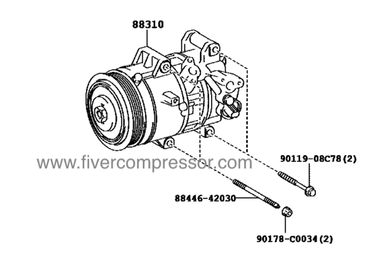 Compresseur de climatisation pour véhicule88310-02A81, 8831002A81;88310-02A82, 8831002A82 LEVIN/ CERES/ TRUENO/ MARINOLEVIN/ CERES/ TRUENO/ MARINO  ZRE181  2014-21016;  ZRE182  2014-2017