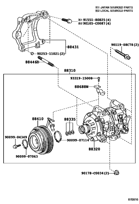 Auto AC Compressor Assy 88310-06400, 8831006400 CAMRY/ VISTA/ AURION ASV51  2015-2018