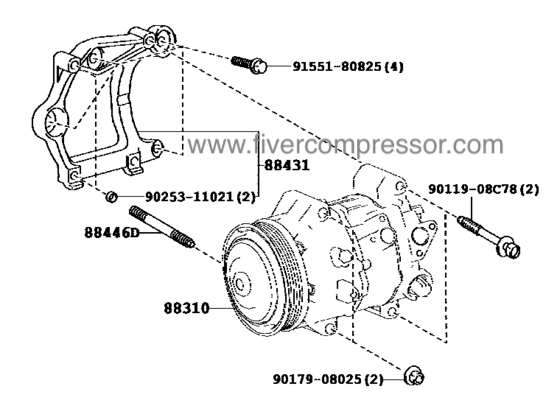 Toyota AC Compressor Assy 88310-42531, 8831042531RAV4/VANGUARD  ASA42   2012-2018;ASA44  2012-2018
