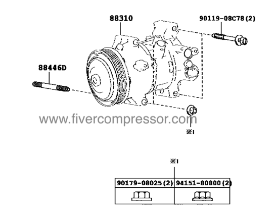 Toyota AC Compressor Assy 88310-42511, 8831042511 RAV4/VANGUARD ZSA44  2012-2018; SCION IM  ZRE186   2015-2018