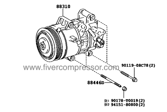 A/C Compressor for vehicle 88310-02892, 8831002892 COROLLA  ALTIS ZRE171   2013-2018;  ZRE172   2013-2018; ZRE173  2013-2018