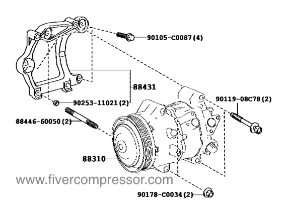 A/C Compressor for vehicle 88310-0R061, 883100R061 RAV4/VANGUARD ASA44  2013-2018