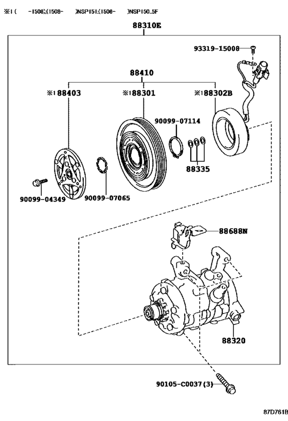 Compressor Assembly with W P88310-0DA20, 883100DA20 VIOS NSP150   2013-2018;  NSP151   2013-2018